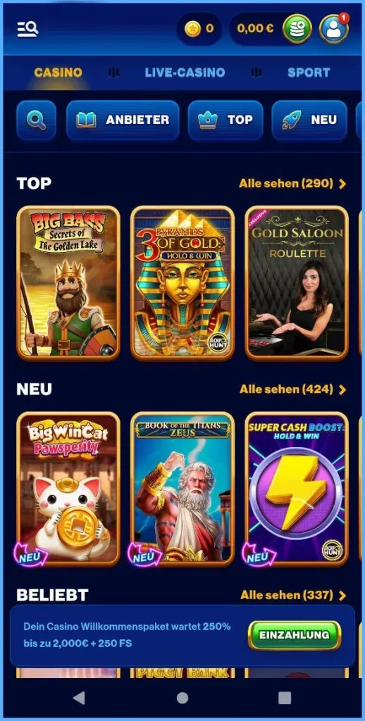 Neue Spielautomaten & Casino-Spiele bei Spins of Glory Casino entdecke